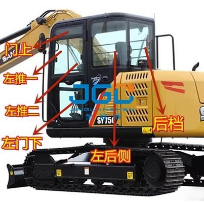SY75C Front Windscreen Excavator Push-Pull Window บนและล่างซ้ายและขวาบล็อกด้านหลังกระจกนิรภัย