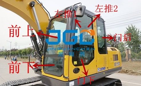 XE150D 155DK Excavator ประตูด้านหน้าและด้านหลังและหน้าต่างกระจกลามิเนตด้านซ้ายและขวา