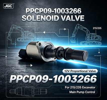 PPCP09-1003266 วาล์วขดลวดแม่เหล็กสัดส่วนเหล็กความแข็งแรงสูง 12V สำหรับปั๊มหลักรถขุด 215/235