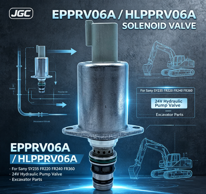 EPPRV06A แวลล์ซอลีนอยด์สัดส่วน 24V HLPPRV06A สําหรับ Sany SY235 FR220 FR240 FR360 แวลล์ซอลีนอยด์ปั๊มไฮดรอลิก