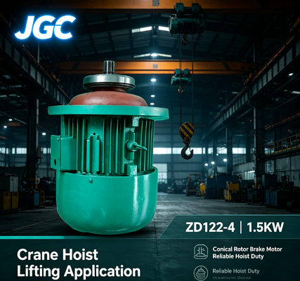 ZD122-4 มอเตอร์เครนยก ประเภทมอเตอร์เบรกโรเตอร์ทรงกรวย 1.5KW