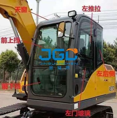 XE75DA 85C 80 Front Lower Gear Glass Excavator Front Damper Glass ด้านหลังกระจกโค้ง