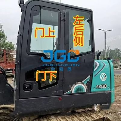 SK60-10 Excavator Glass Front Wind Damper ประตูบนและล่างหน้าต่างบานเลื่อนด้านหลัง Baffle แขนขวากระจกนิรภัย