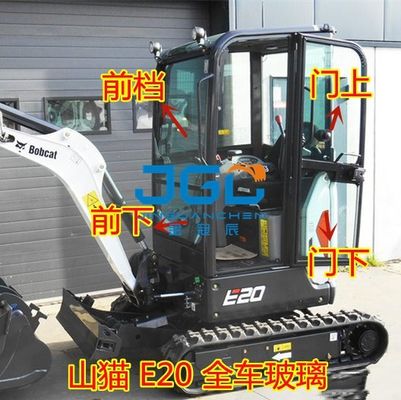 E20 Excavator Glass Front Gear ประตูล่างดันขึ้นและลงหน้าต่างด้านหลัง Gear Hook Machine Toughened Glass