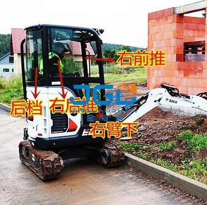 E20 Excavator Glass Front Gear ประตูล่างดันขึ้นและลงหน้าต่างด้านหลัง Gear Hook Machine Toughened Glass