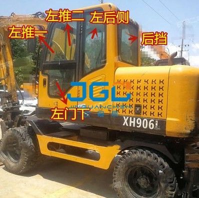 XH906L 907 75 Excavator Window Glass Front Damper กระจกนิรภัยบนและล่าง