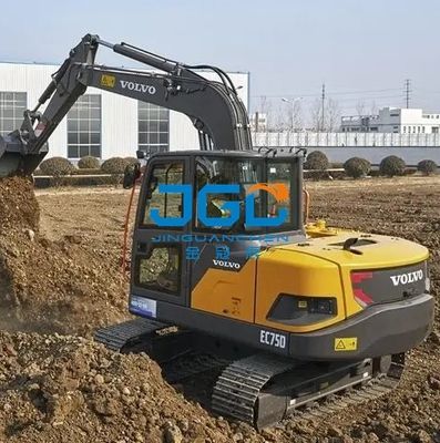 EC75D Excavator Glass ด้านหน้าประตูด้านซ้ายบนและล่างดันกระจกบังลมหลังด้านขวาช่องรับแสงขนาดใหญ่