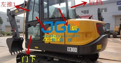 EC80D รถขุดด้านหน้าและด้านหลังเกียร์ซ้ายและขวา Windows และบนและล่างกระจกหน้ารถ