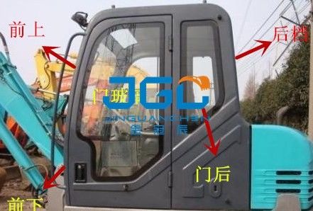 SK60C Excavator หน้าหยุด หลังหยุด ประตู กระจกกระจกกระจกกระจกหน้าฟ้าด้านบนและด้านล่าง