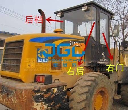 โลเดอร์ ZL30E-1-2 หน้าและด้านหลังกระจกหน้า