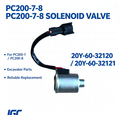 20Y-60-32120 20Y-60-32121 ชิ้นส่วนเครื่องจักรก่อสร้าง วาล์วโซลินอยด์รถขุด PC200-7-8