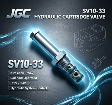 SV10-33 โซลินอยด์วาล์วควบคุมทิศทาง 2 ตำแหน่ง 3 ทาง วาล์วไฮดรอลิกแบบคาร์ทริดจ์ควบคุมด้วยโซลินอยด์ 12V 24V