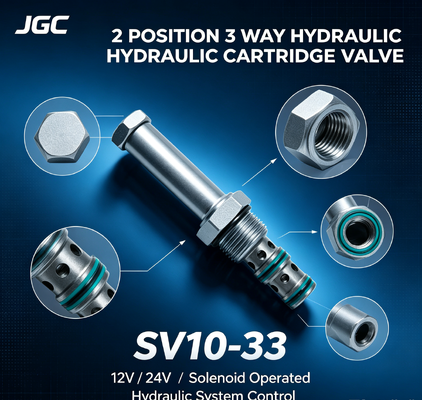 SV10-33 โซลินอยด์วาล์วควบคุมทิศทาง 2 ตำแหน่ง 3 ทาง วาล์วไฮดรอลิกแบบคาร์ทริดจ์ควบคุมด้วยโซลินอยด์ 12V 24V