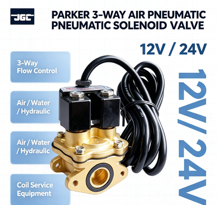 พาร์คเกอร์ 3-Way อากาศ Pneumatic Solenoid วาล์ว 12v 24v อุปกรณ์บริการน้ําไฮดรอลิกโค้ล