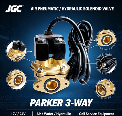 พาร์คเกอร์ 3-Way อากาศ Pneumatic Solenoid วาล์ว 12v 24v อุปกรณ์บริการน้ําไฮดรอลิกโค้ล