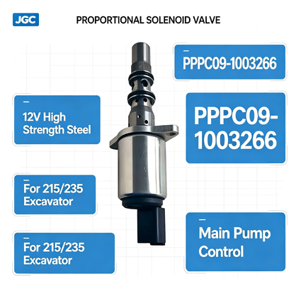 PPCP09-1003266 วาล์วขดลวดแม่เหล็กสัดส่วนเหล็กความแข็งแรงสูง 12V สำหรับปั๊มหลักรถขุด 215/235