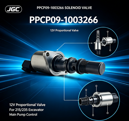 PPCP09-1003266 วาล์วขดลวดแม่เหล็กสัดส่วนเหล็กความแข็งแรงสูง 12V สำหรับปั๊มหลักรถขุด 215/235