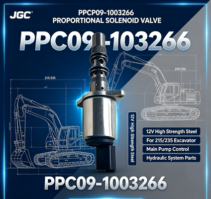 PPCP09-1003266 วาล์วขดลวดแม่เหล็กสัดส่วนเหล็กความแข็งแรงสูง 12V สำหรับปั๊มหลักรถขุด 215/235