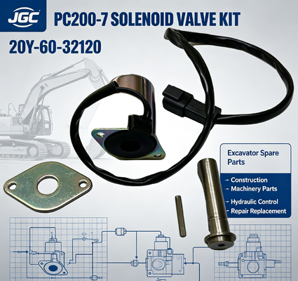 PC200-7 เครื่องจักรกลก่อสร้าง อะไหล่เครื่องขุดอะไหล่ วาล์วซอลีนอยด์สําหรับ 20Y-60-32120
