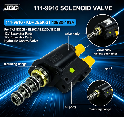 111-9916 กลุ่มเครื่องขุด 12V วาล์วโซเลโนอิด ส่วนที่ KDRDE5K-31 40E30-103A สําหรับ CAT E320b E320c E320d E325b