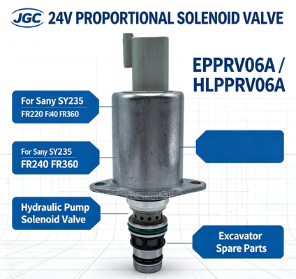 EPPRV06A แวลล์ซอลีนอยด์สัดส่วน 24V HLPPRV06A สําหรับ Sany SY235 FR220 FR240 FR360 แวลล์ซอลีนอยด์ปั๊มไฮดรอลิก