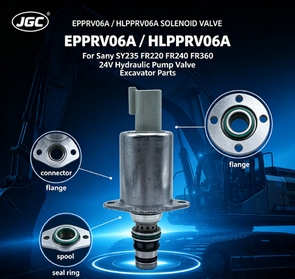 EPPRV06A แวลล์ซอลีนอยด์สัดส่วน 24V HLPPRV06A สําหรับ Sany SY235 FR220 FR240 FR360 แวลล์ซอลีนอยด์ปั๊มไฮดรอลิก