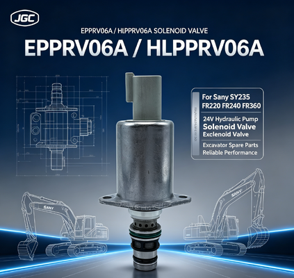 EPPRV06A แวลล์ซอลีนอยด์สัดส่วน 24V HLPPRV06A สําหรับ Sany SY235 FR220 FR240 FR360 แวลล์ซอลีนอยด์ปั๊มไฮดรอลิก