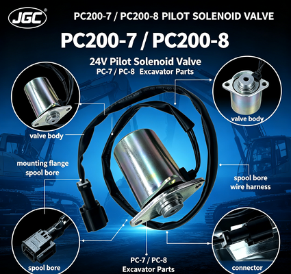 PC-7 PC-8 ชิ้นส่วนเครื่องขุดสําหรับ PC200-7 PC200-8 วาล์วโซเลนอยด์ พิเล็ต วาล์วโซเลนอยด์ 24V