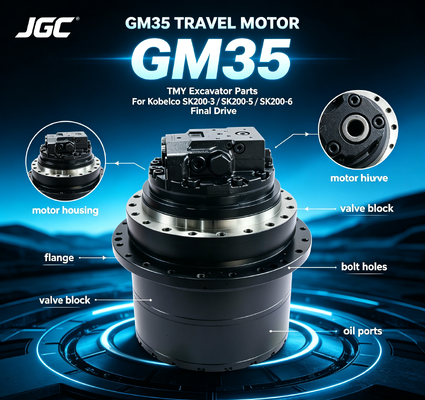 GM35 ชิ้นส่วนรถขุด มอเตอร์ขับเคลื่อนไฮดรอลิก สำหรับ Kobelco ใช้ได้กับ SK200-3 SK200-5 SK200-6
