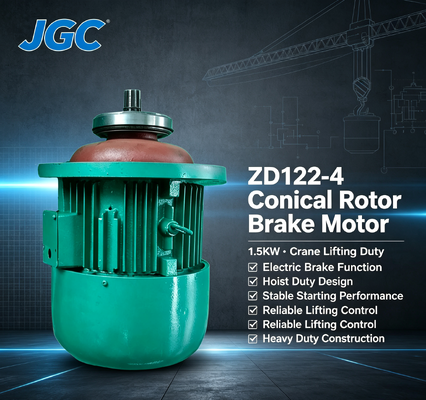 ZD122-4 มอเตอร์เครนยก ประเภทมอเตอร์เบรกโรเตอร์ทรงกรวย 1.5KW
